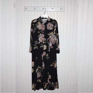 COPY - Atelier Floral Black Multi Floral  3/4 Sleeve Midi Dress